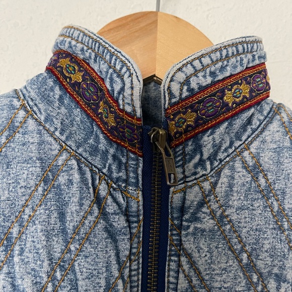 VTG Street Worn Kid Denim Bummer Jacket Size 5 Full Zipper Smocked Cuff D9 - Picture 10 of 11